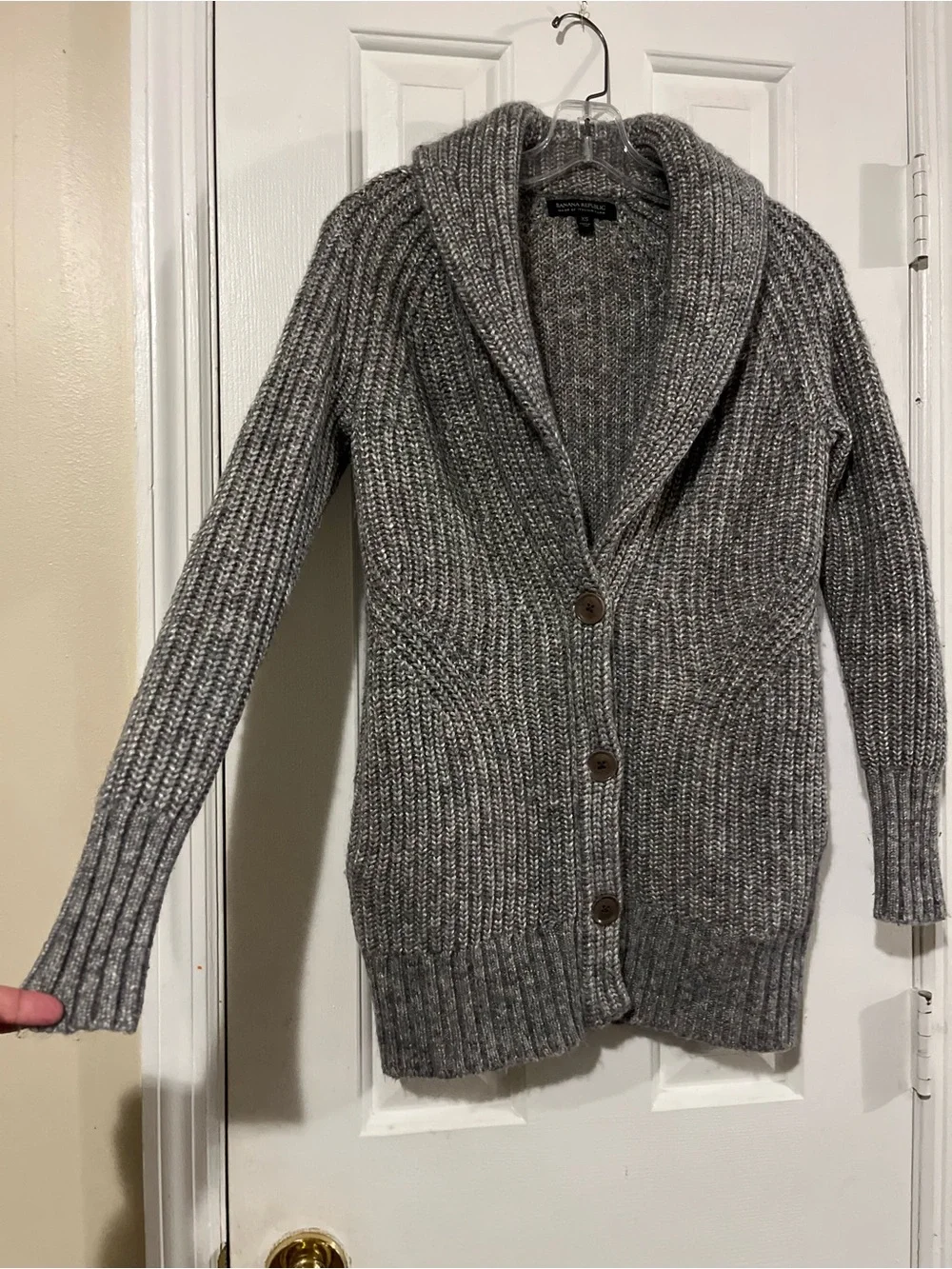 Banana Republic The Grandfather Shawl Collar Cardigan Ribbed Italian Wool UNISEX